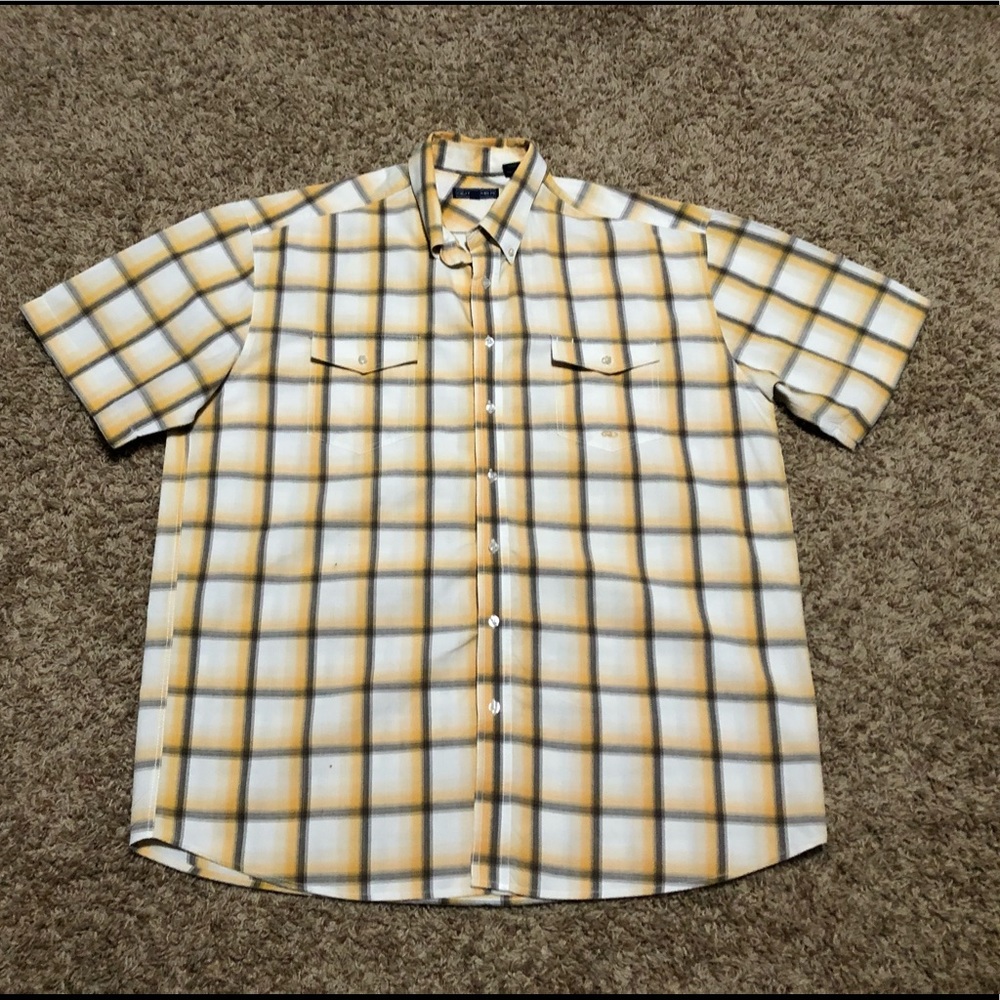 Mens Roper Western Plaid Button Down Short Sleeve Shirt Sz XL